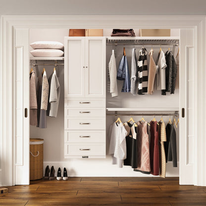Solid Wood Closet Organizer with 5 Drawers and Doors Shaker - John Louis Home - Closet Organizers